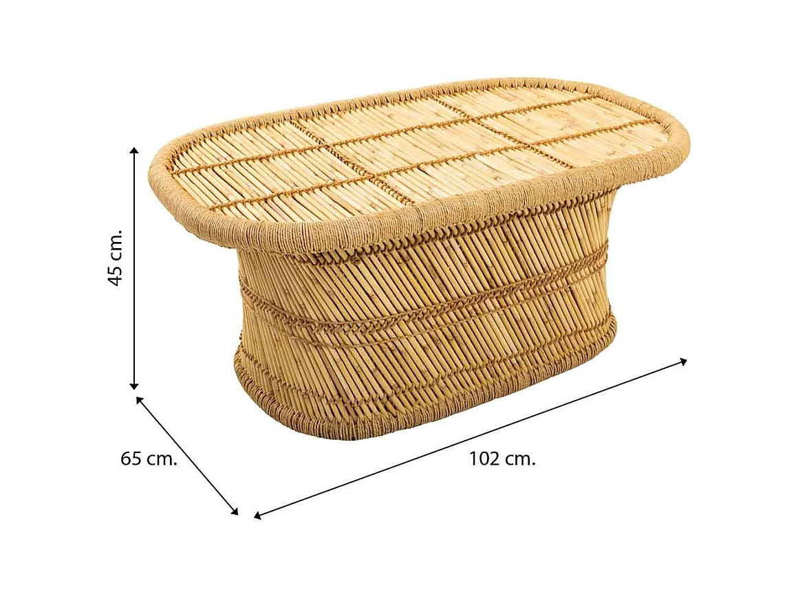 Table d'appoint en bambou marron 102x65x45h