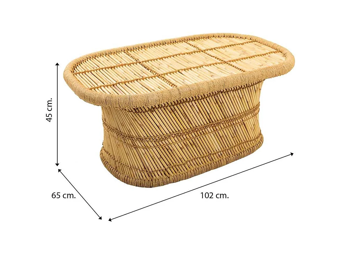 Table d'appoint en bambou marron 102x65x45h