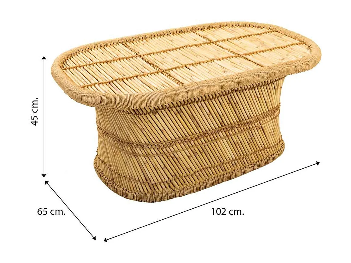 Table d'appoint en bambou marron 102x65x45h