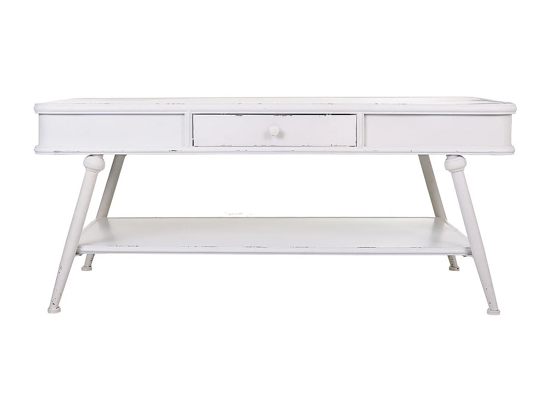 Couchtisch aus weißem Metall, 120 x 60 x 53 cm