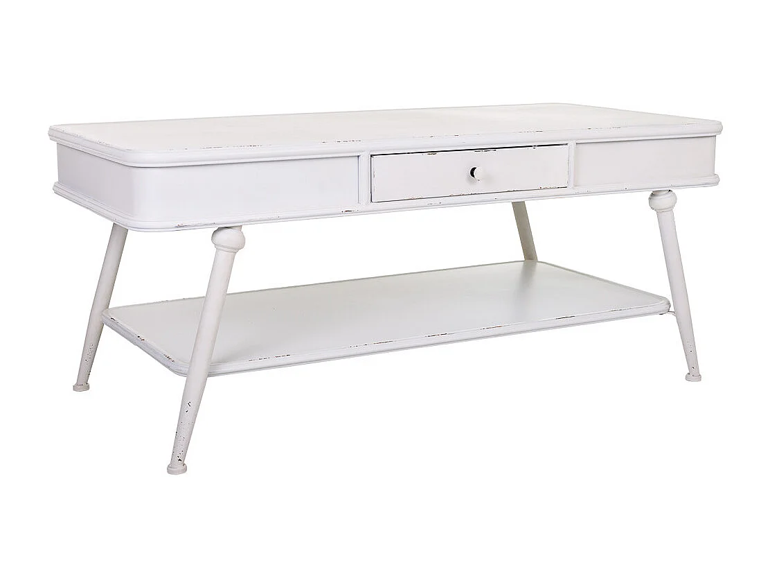Couchtisch aus weißem Metall, 120 x 60 x 53 cm