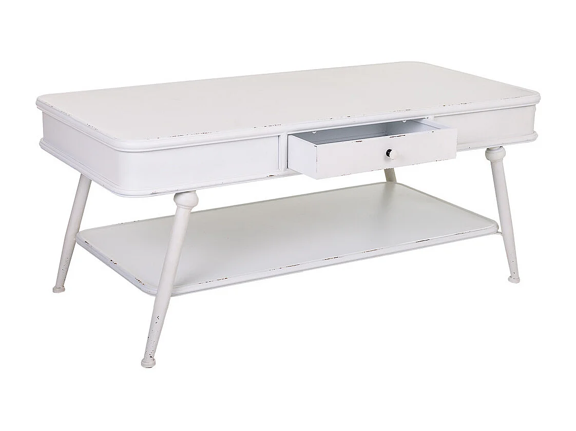 Mesa de centro de metal branco 120x60x53