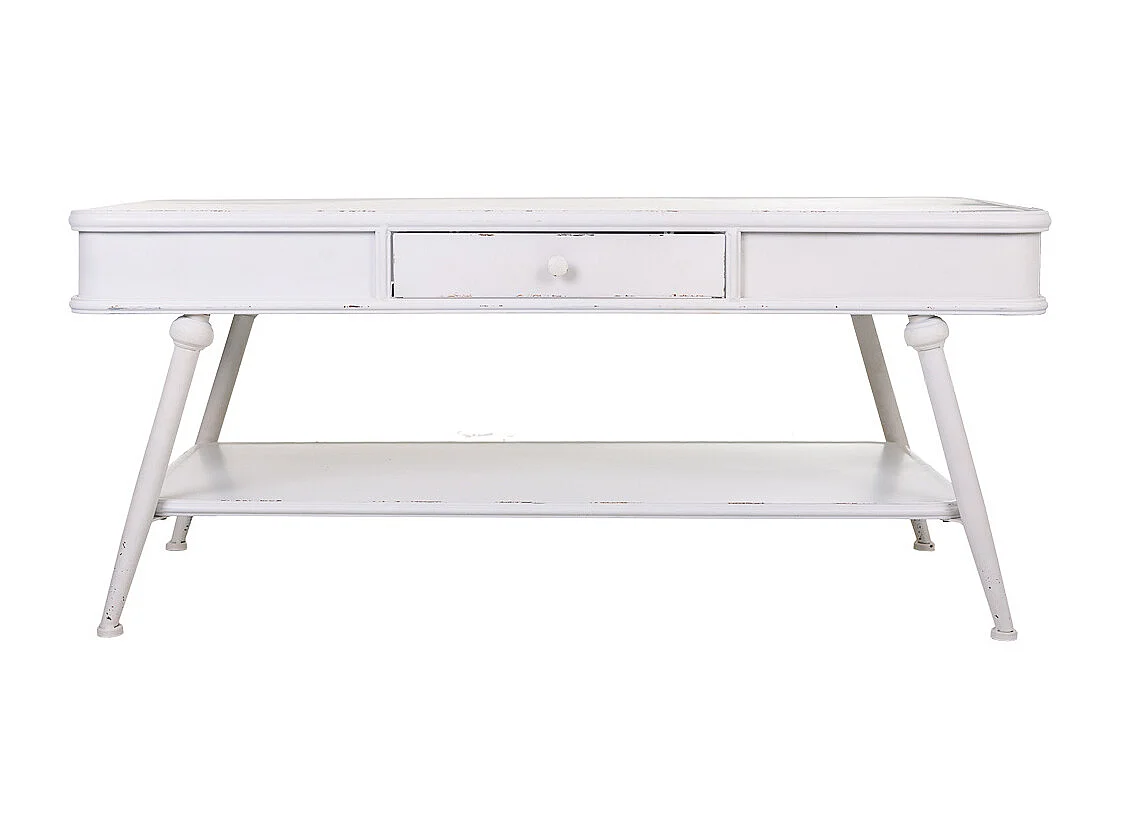 Mesa de centro de metal branco 120x60x53