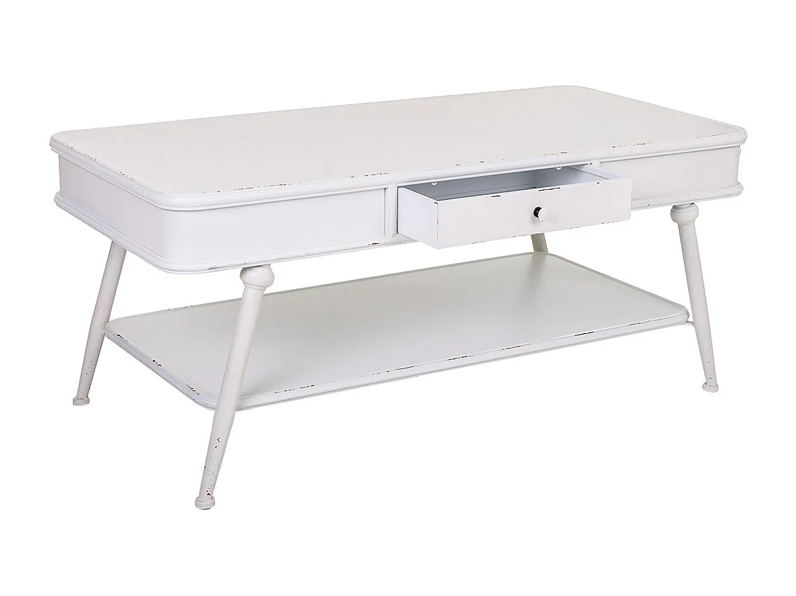 Mesa de centro de metal branco 120x60x53