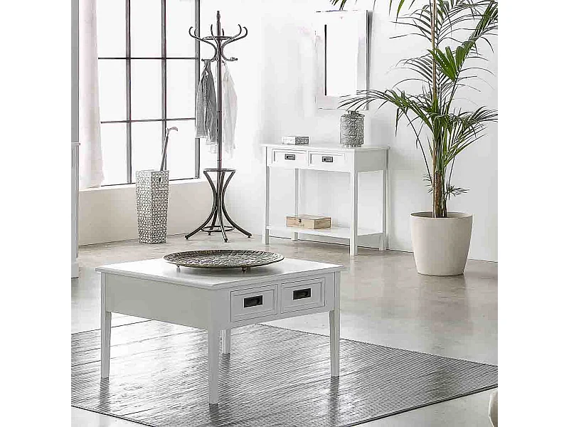 Table basse en bois blanc 80x80x50h