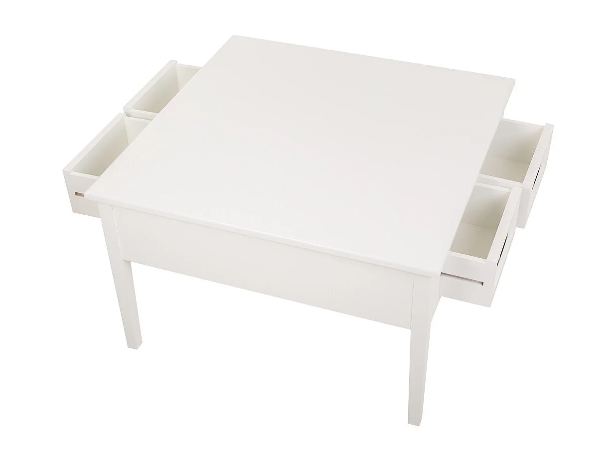 Weißer Couchtisch aus Holz 80x80x50h cm