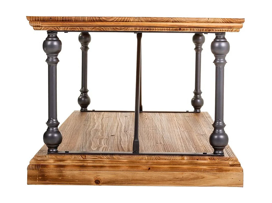 Table basse en métal et bois marron 122x60x50h