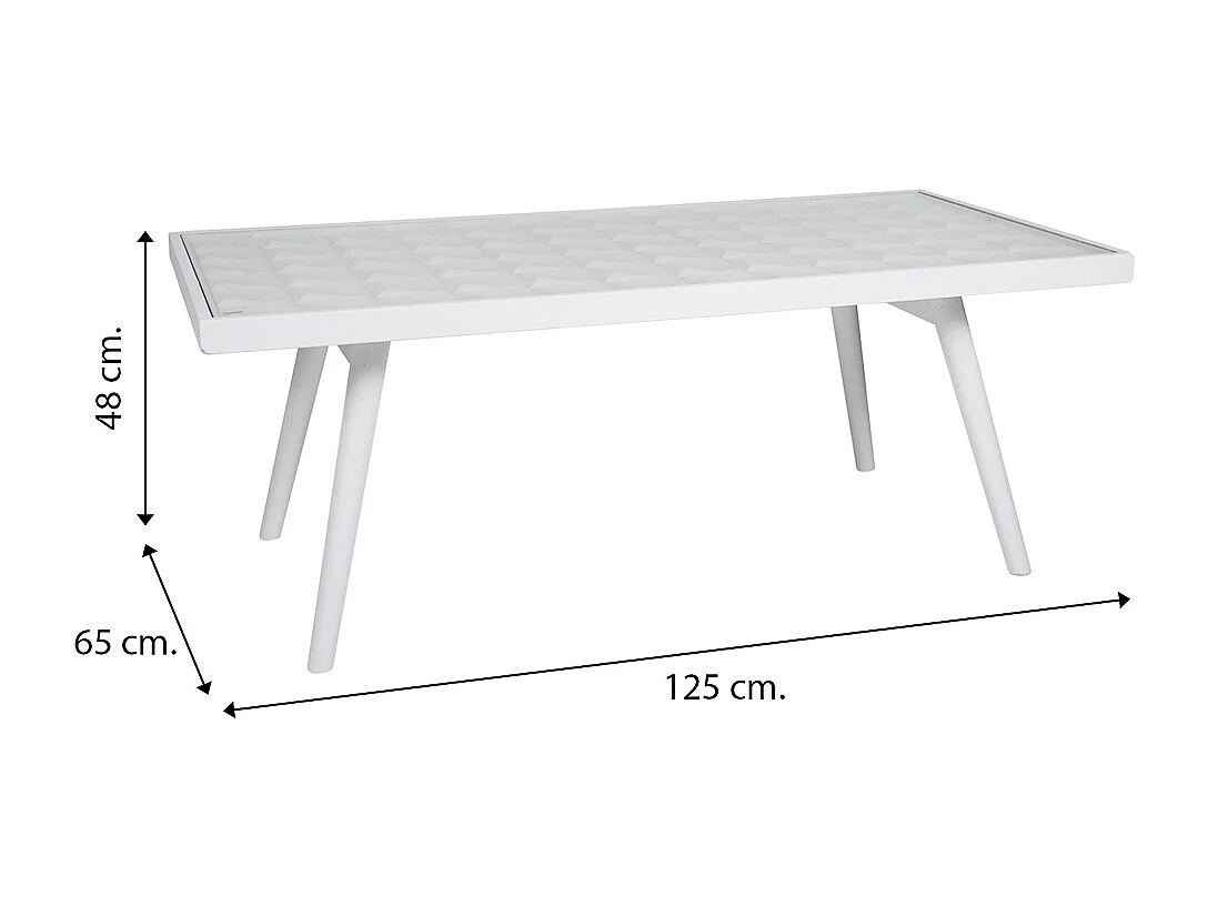 Weiß lackierter Holzbeistelltisch 125x65x48h cm