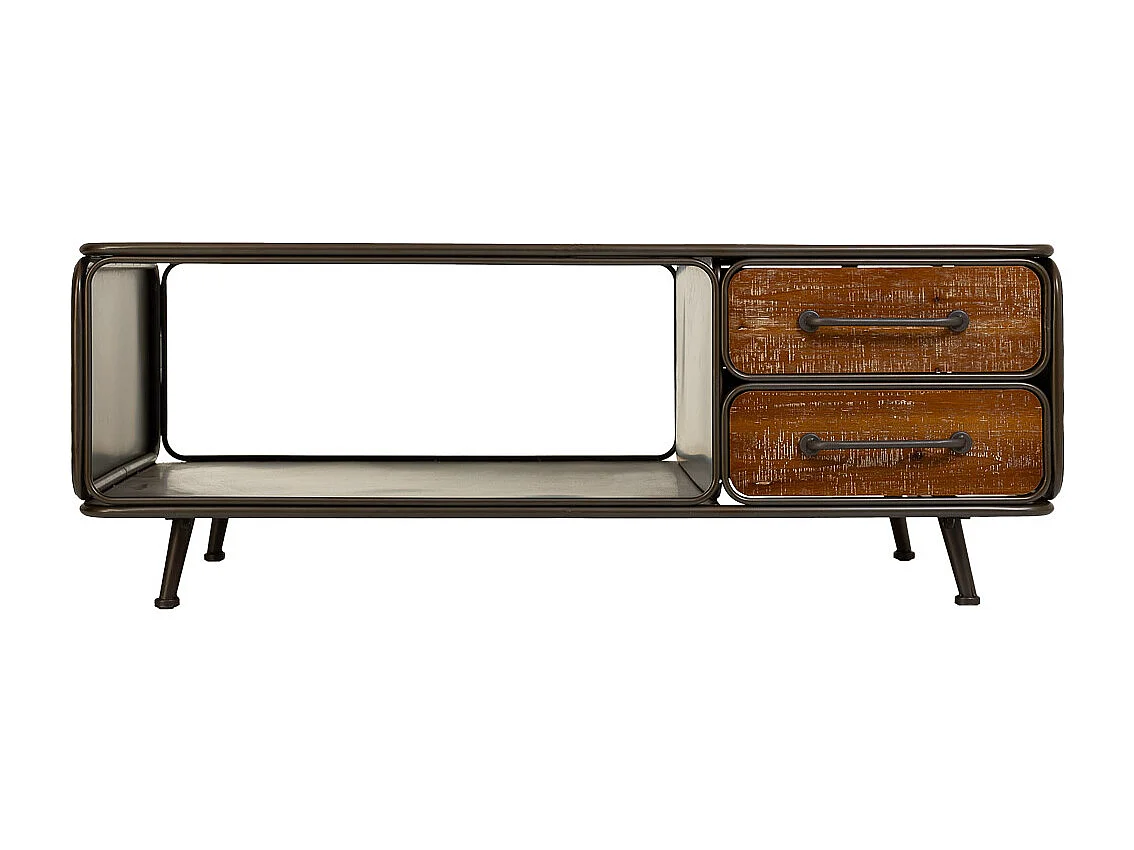 Mesa de centro de madera y metal negra 120x64x46