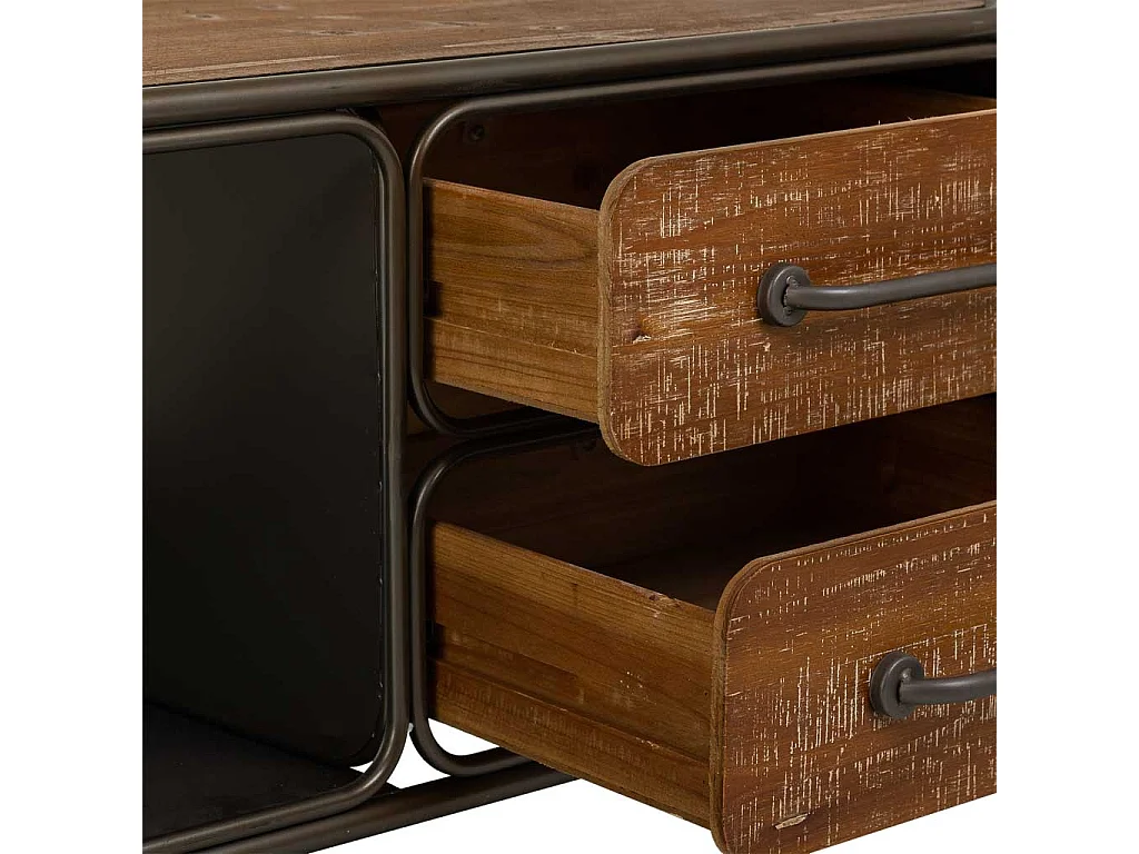 Mesa de centro de madera y metal negra 120x64x46