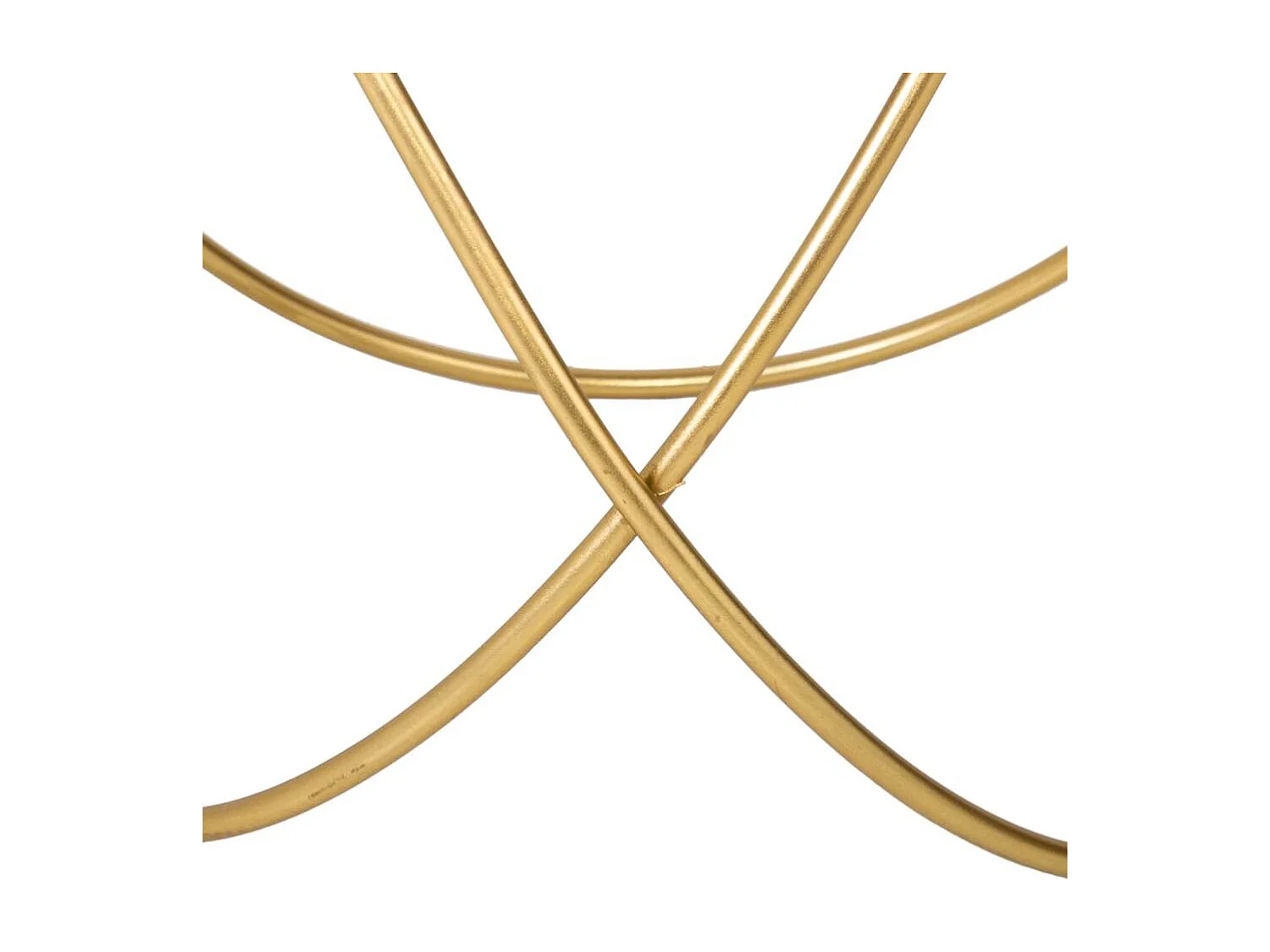 Mesa auxilar redonda de metal dorado con superficie de cristal d60x45