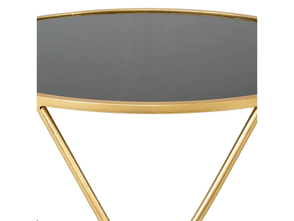 Mesa lateral redonda de metal dourado com tampo de vidro d60x45