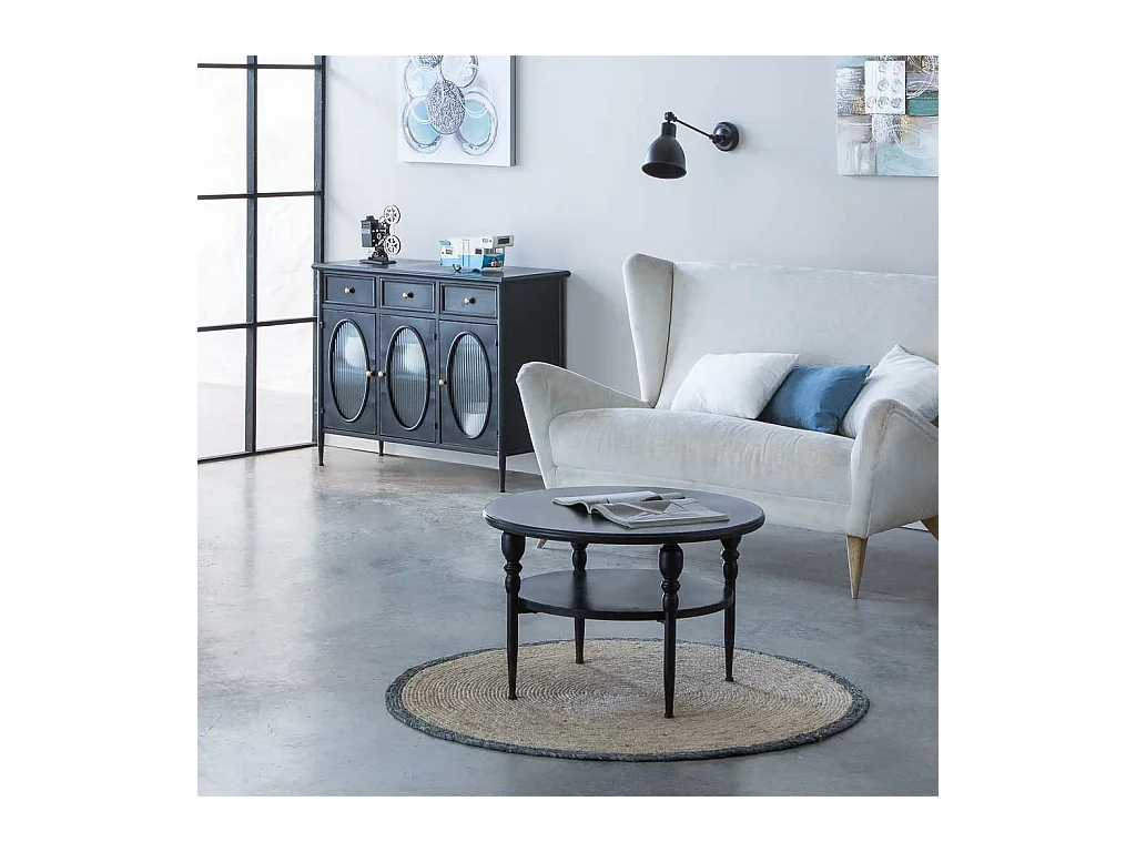 Tavolino in metallo nero 70x70x45h