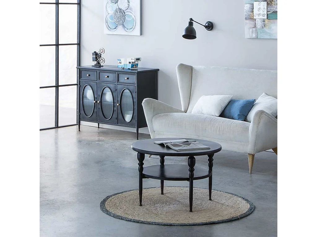 Mesa lateral de metal preto 70x70x45