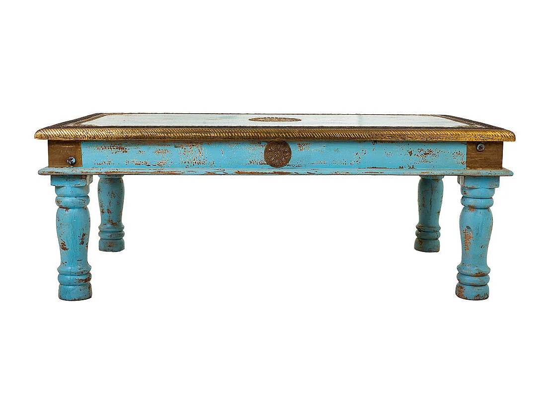 Blauer Couchtisch aus Holz 120x75x45h cm