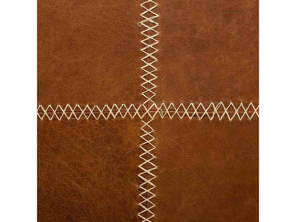 Couchtisch aus Holz, Metall und braunem Leder, 165 x 90 x 52 h cm