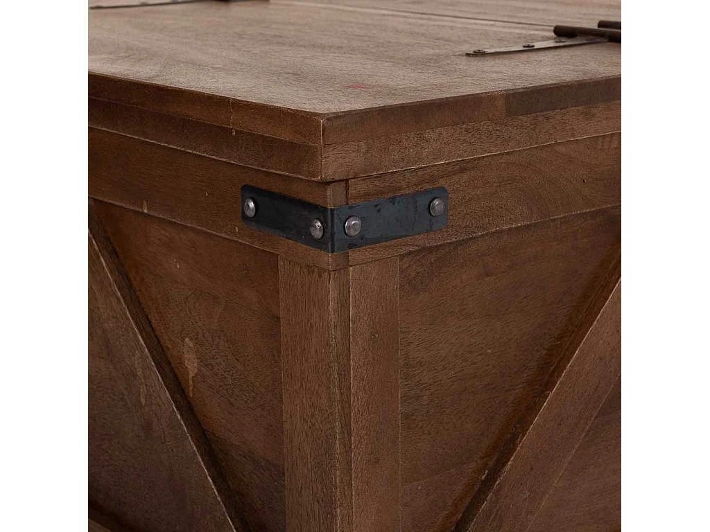 Table coffre de centre en bois marron 76x76x45h