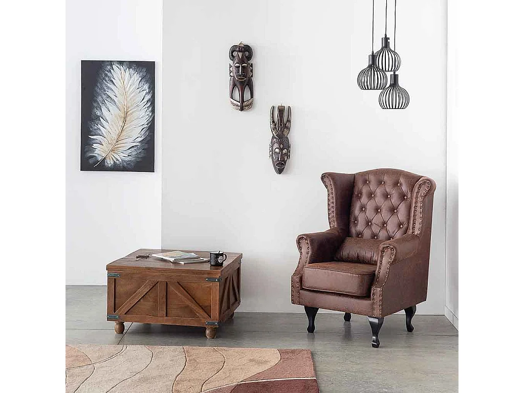 Brauner Couchtisch aus Holz, 76x76x45h cm