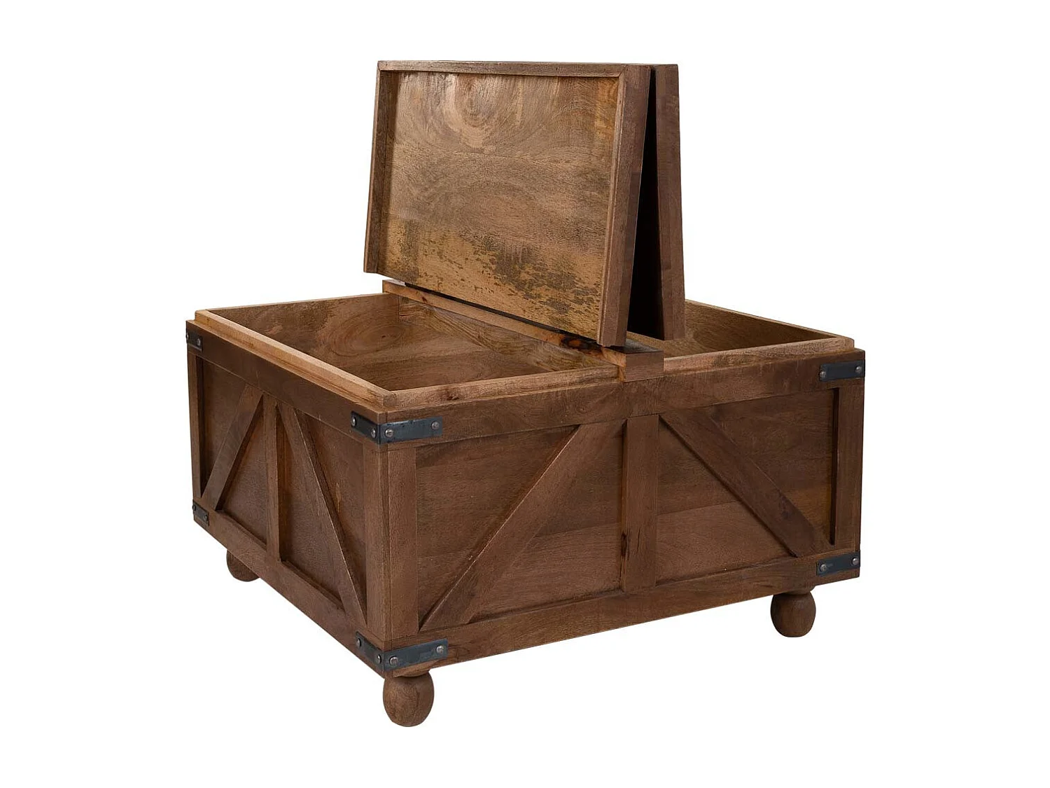 Brauner Couchtisch aus Holz, 76x76x45h cm