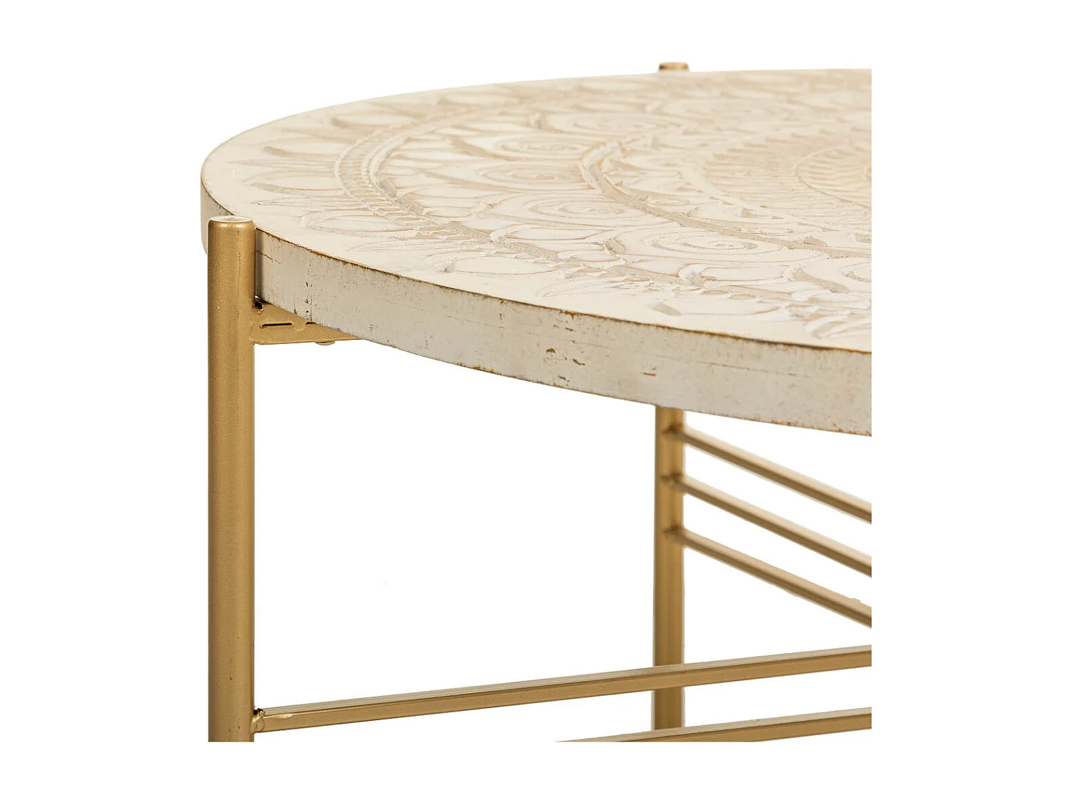 Table basse en bois et métal blanc 80x80x36h