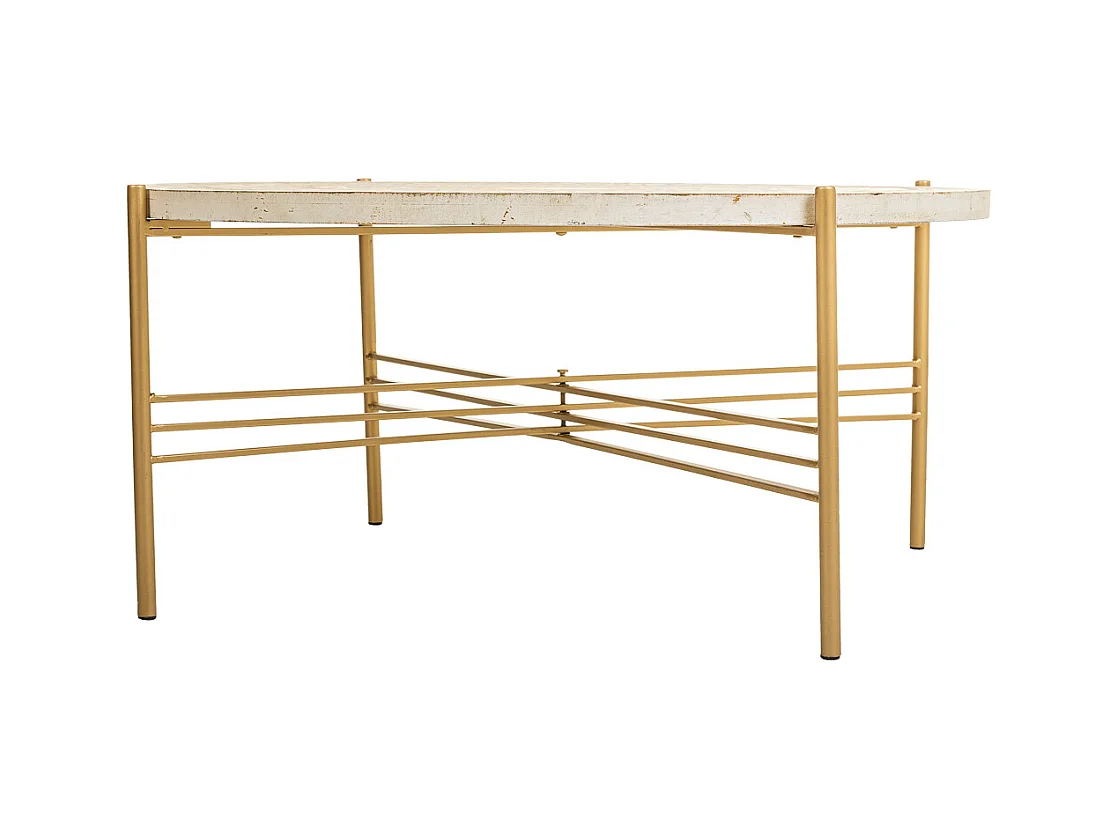 Table basse en bois et métal blanc 80x80x36h