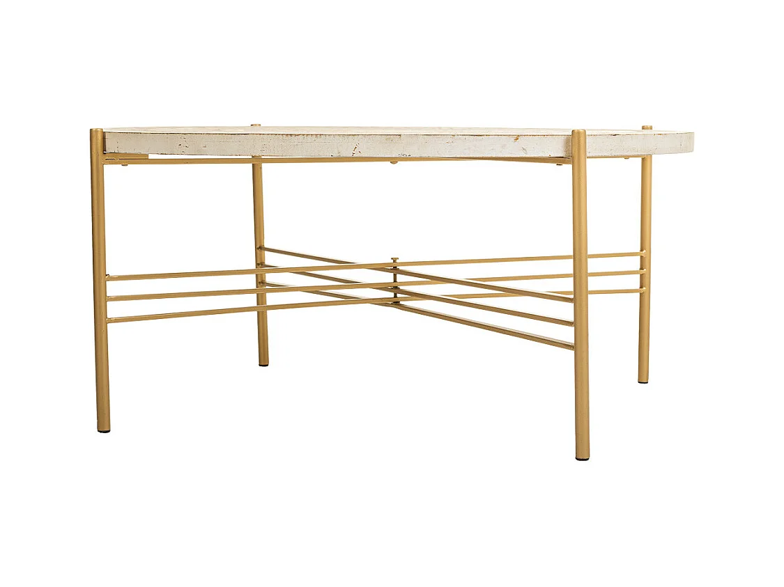 Couchtisch aus weißem Holz und Metall, 80x80x36h cm