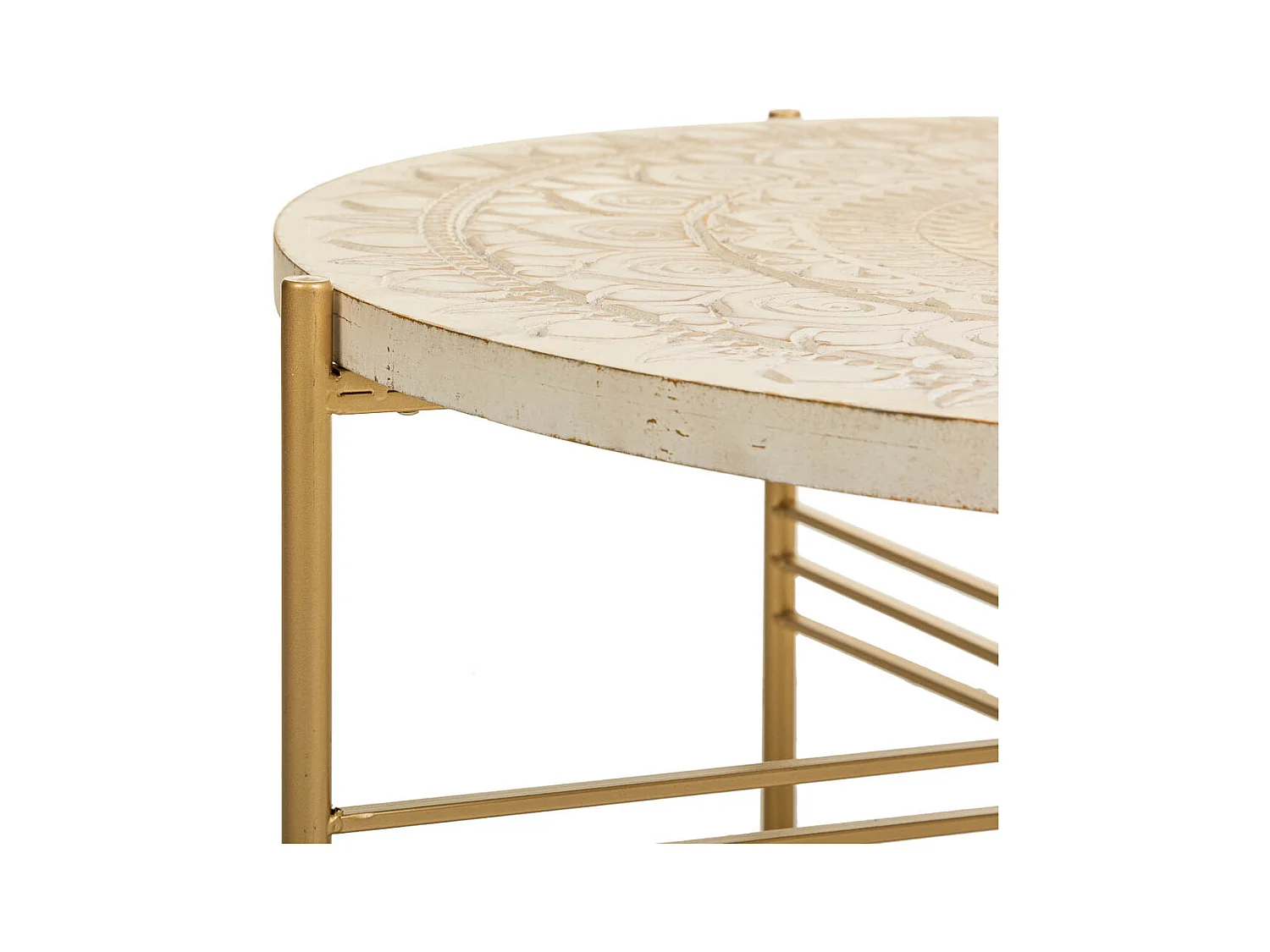 Couchtisch aus weißem Holz und Metall, 80x80x36h cm