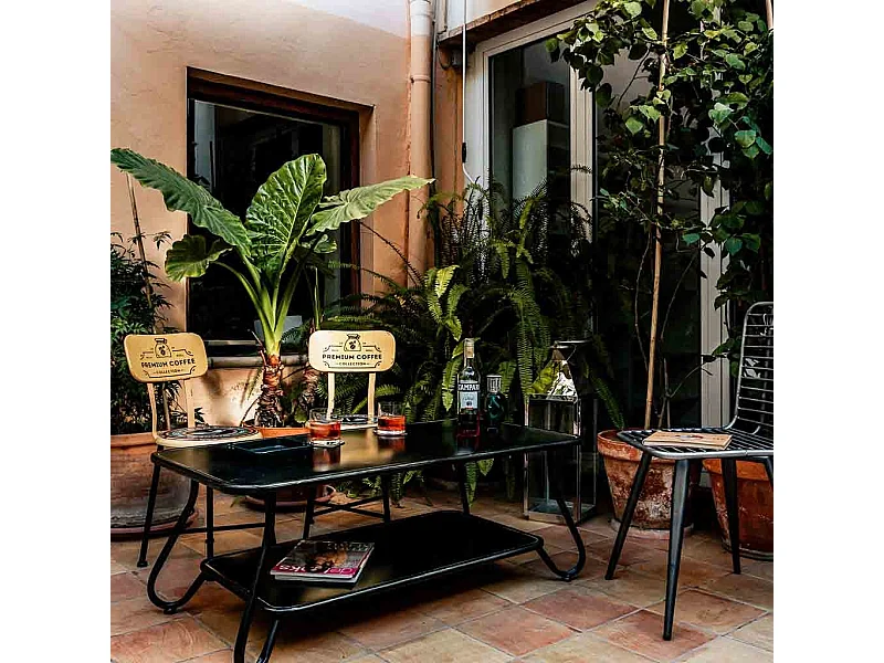 Mesa lateral de metal preto 120x60x46,5