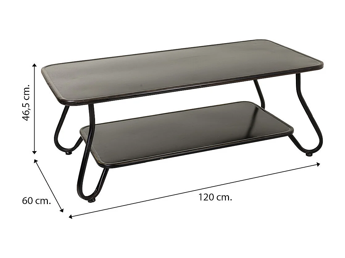 Mesa lateral de metal preto 120x60x46,5