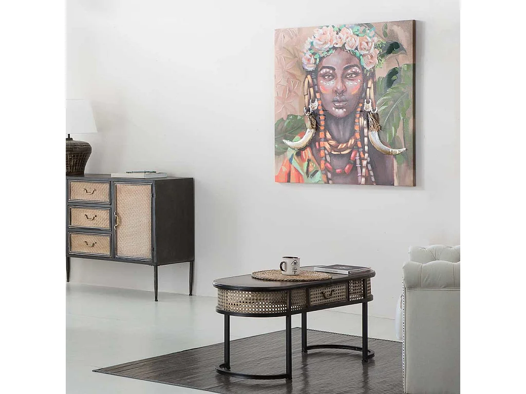 Mesa lateral de metal marrom 110x42x45