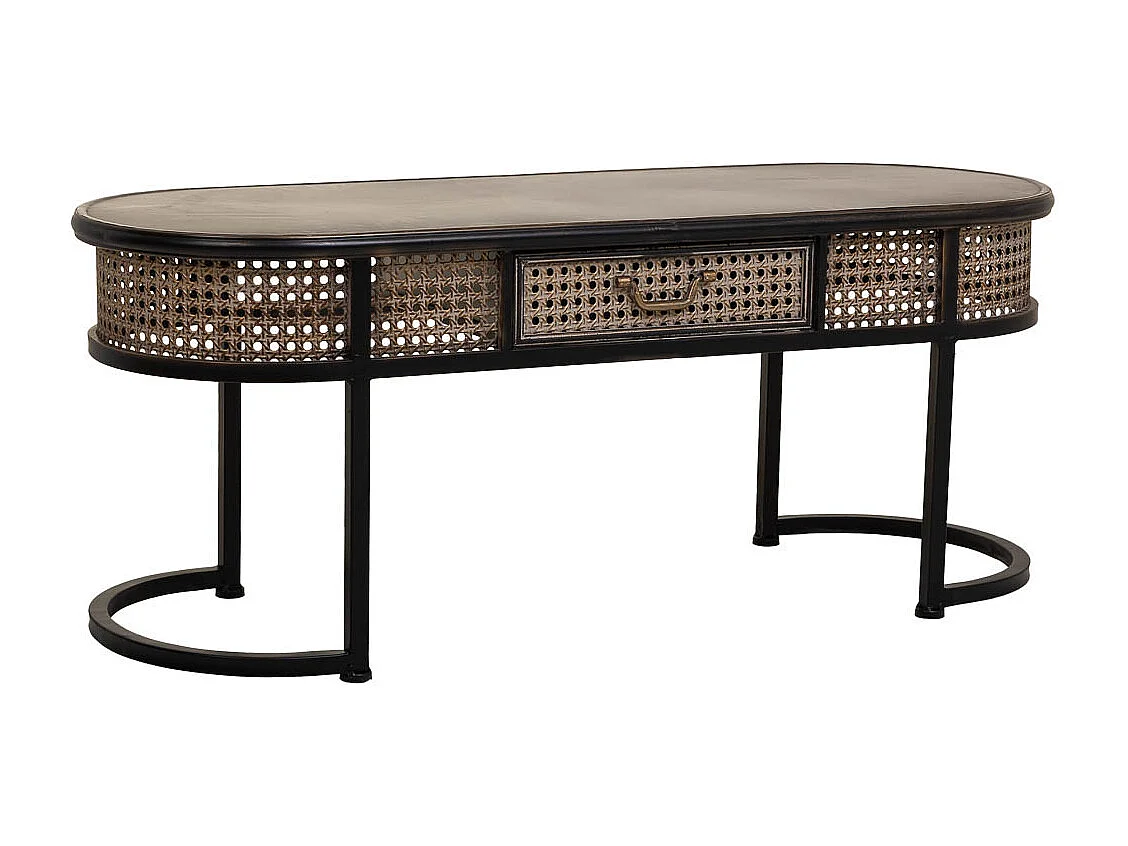 Mesa lateral de metal marrom 110x42x45