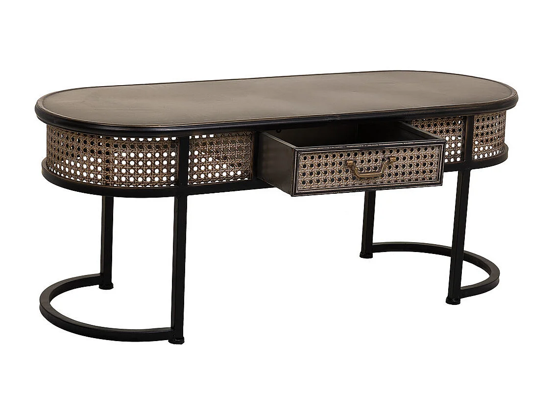 Mesa lateral de metal marrom 110x42x45