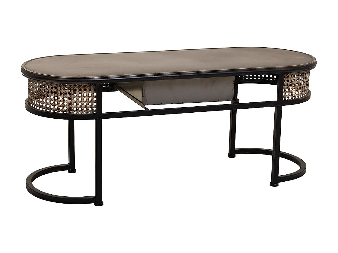 Mesa lateral de metal marrom 110x42x45
