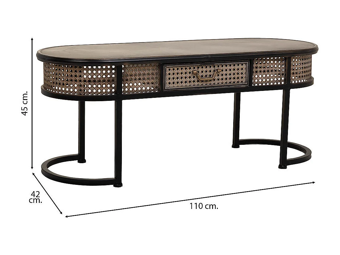 Mesa lateral de metal marrom 110x42x45
