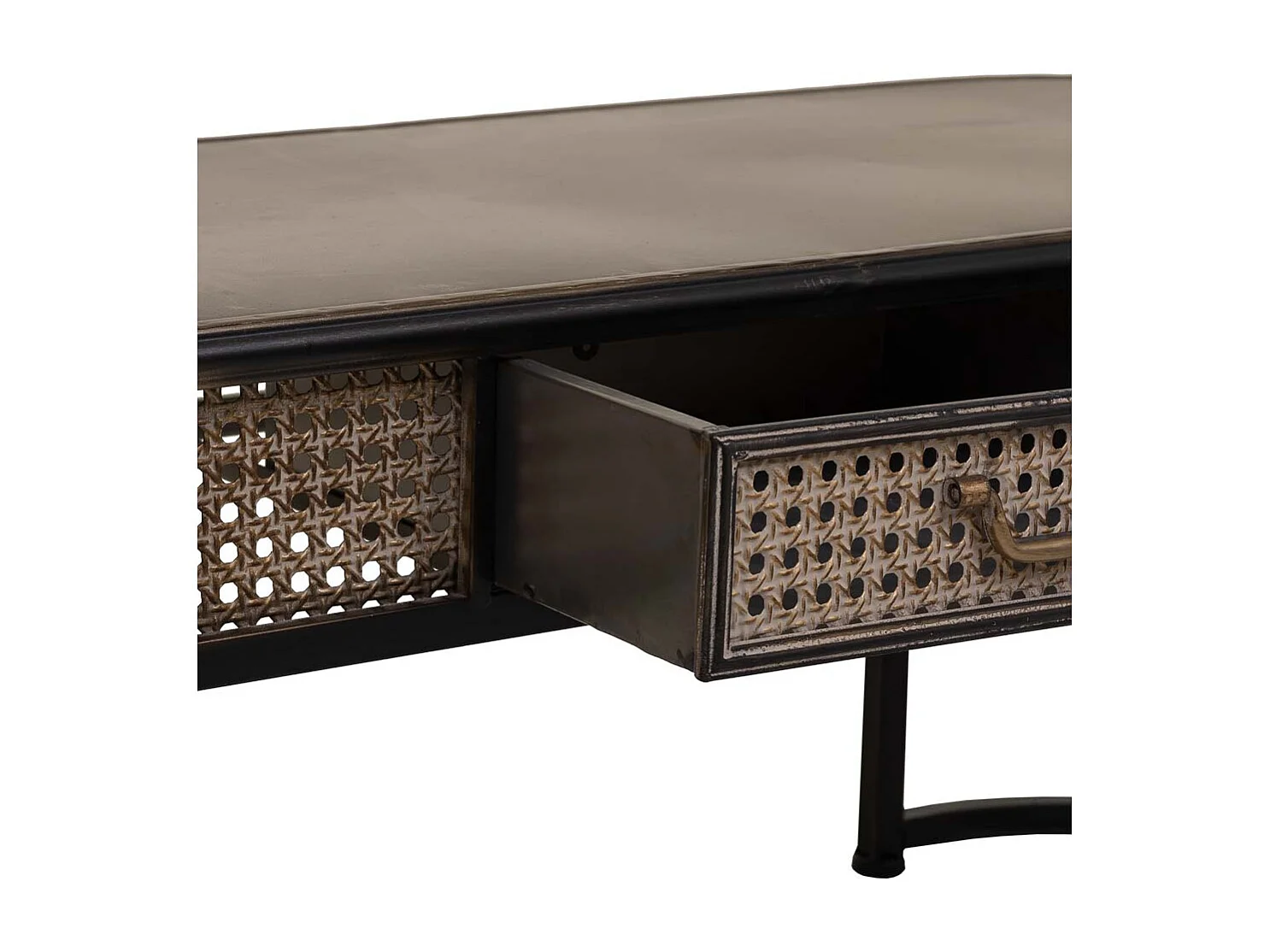 Mesa lateral de metal marrom 110x42x45