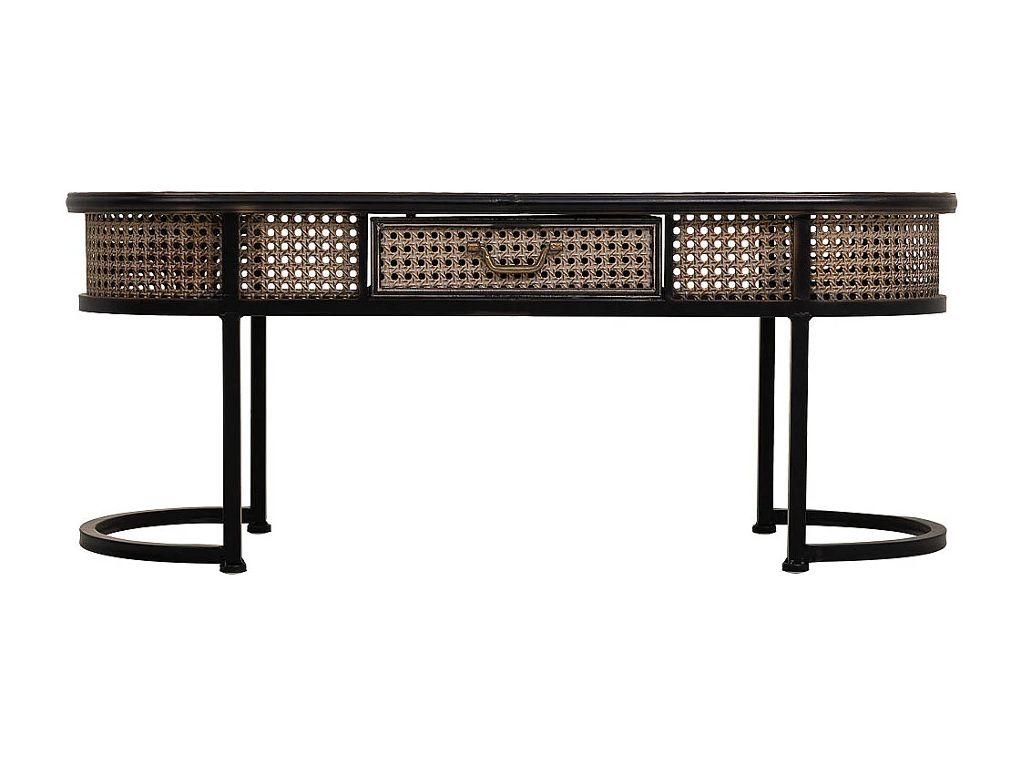 Mesa lateral de metal marrom 110x42x45