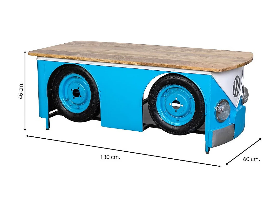 Mesa de centro de metal azul van 130x60x46
