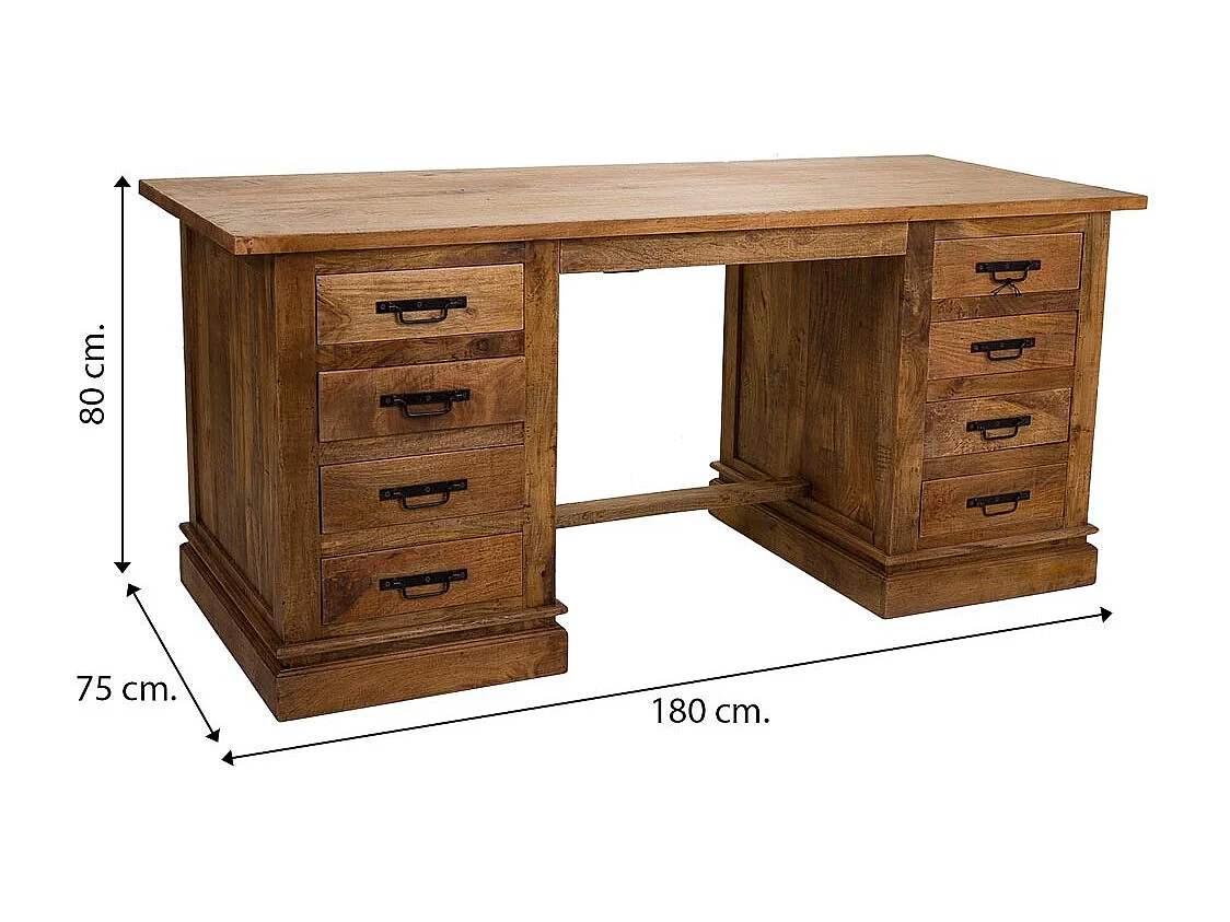 Escritorio de madera marrón 180x75x80