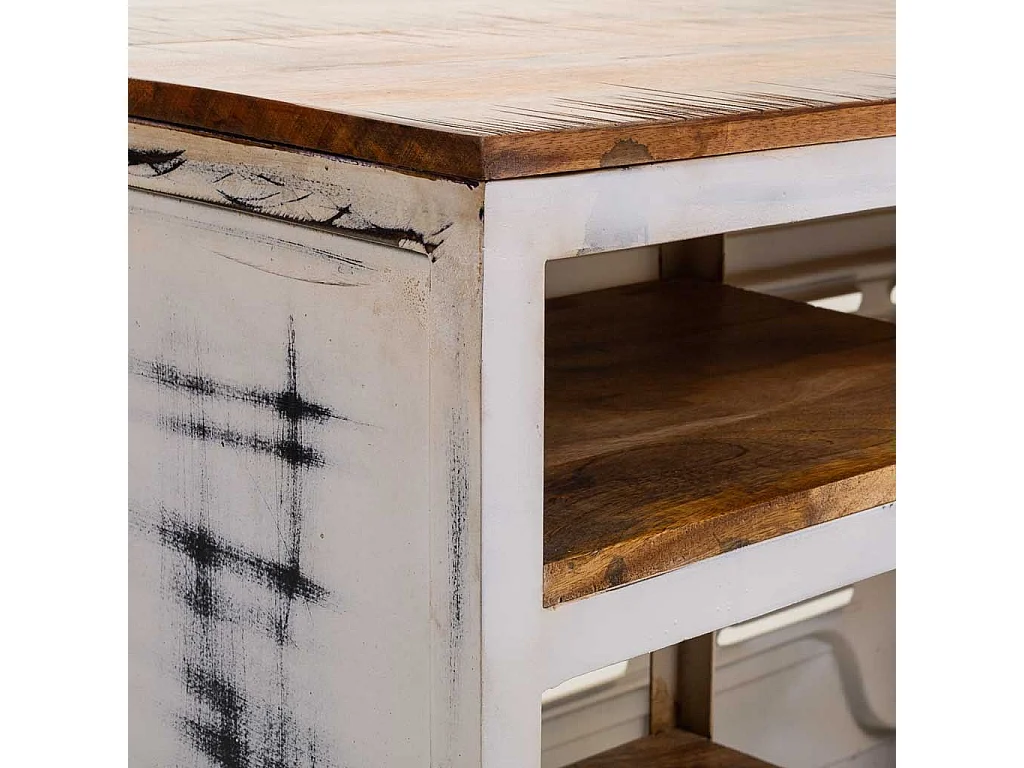 Bureau en bois et métal laqué blanc 155x65x75h