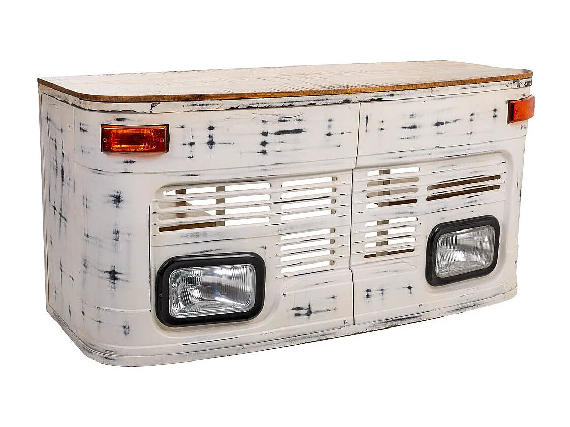 Scrivania in legno laccato bianco e metallo 155x65x75h