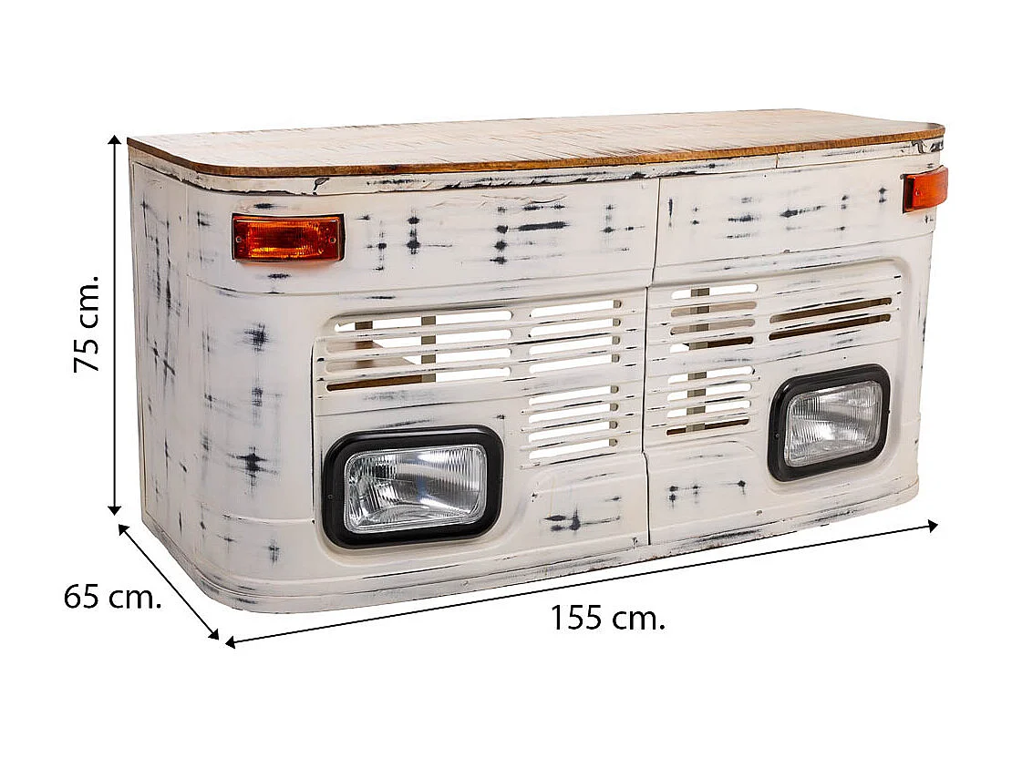 Bureau en bois et métal laqué blanc 155x65x75h