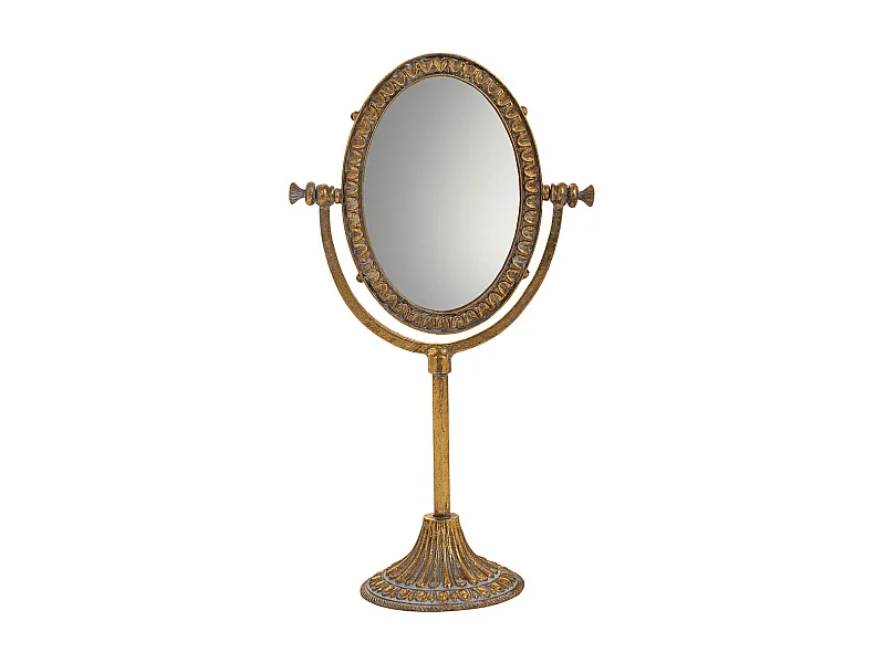 Espelho de maquiagem em resina com suporte dourado 17x9,5x30,5