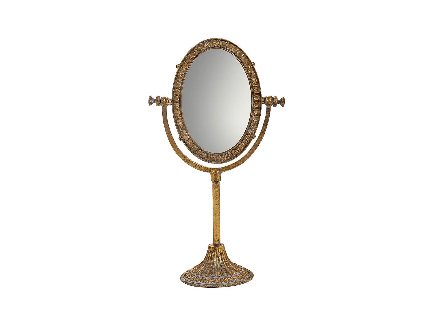 Miroir de coiffeuse en résine avec support doré 17x9.5x30.5h