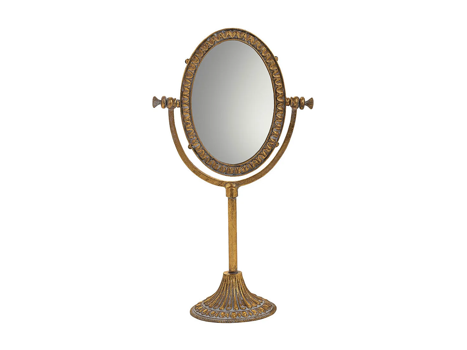 Specchio cosmetico in resina con supporto dorato 17x9,5x30,5h