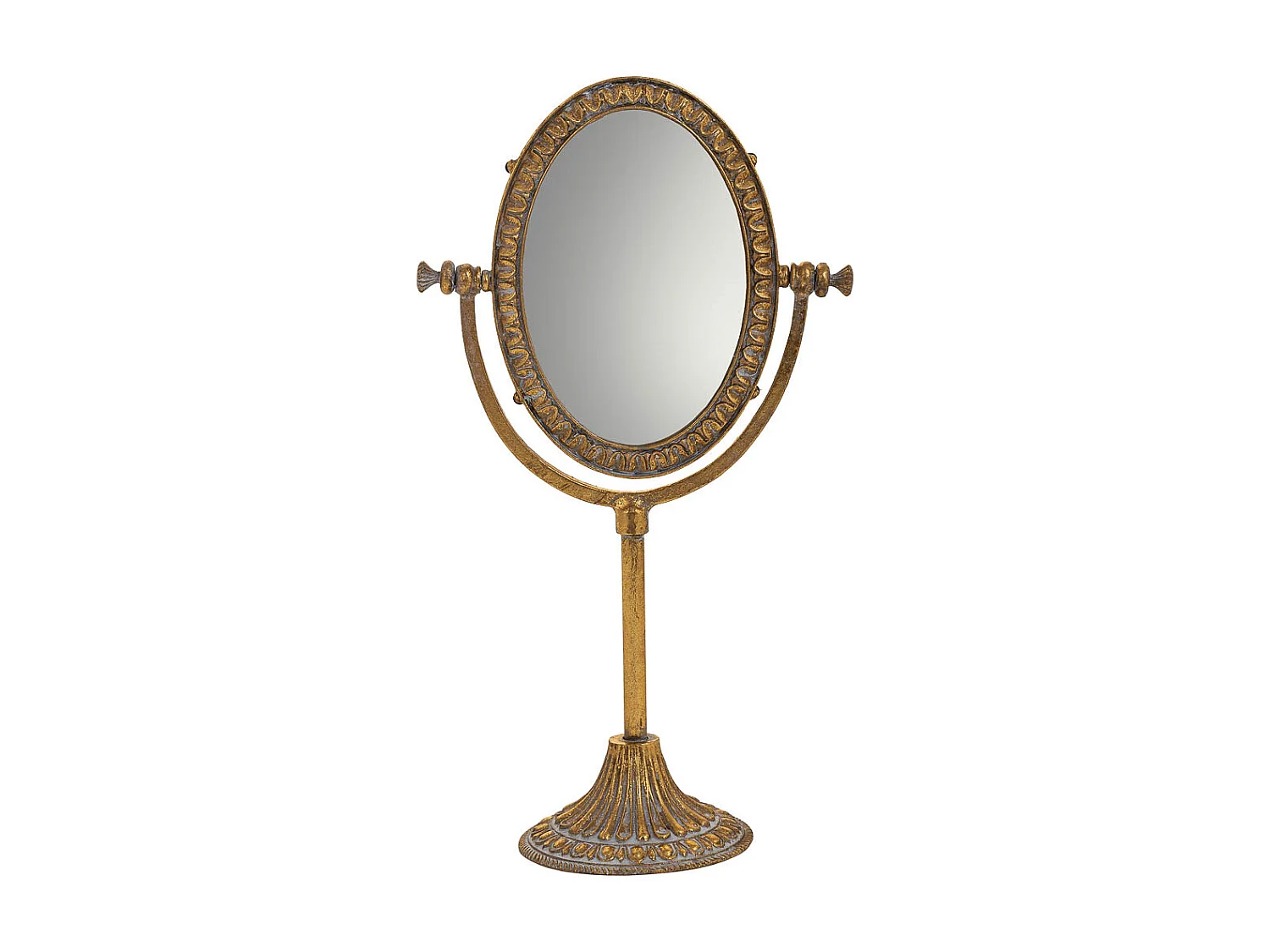 Specchio cosmetico in resina con supporto dorato 17x9,5x30,5h