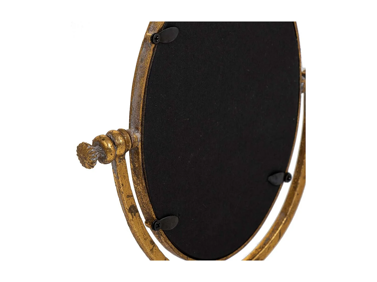 Espelho de maquiagem em resina com suporte dourado 17x9,5x30,5
