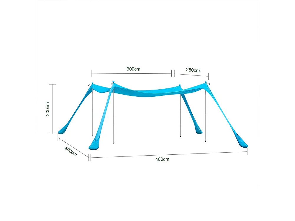 Tienda de Playa Lycra Carpas para Playa con Anclas de Bolsa de Arena para Picnic en la Playa Pesca Camping 400 x 400 x 200 cm OZT02-HB SoBuy ES