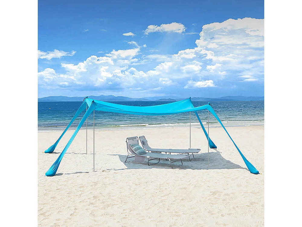 Tienda de Playa Lycra Carpas para Playa con Anclas de Bolsa de Arena para Picnic en la Playa Pesca Camping 400 x 400 x 200 cm OZT02-HB SoBuy ES