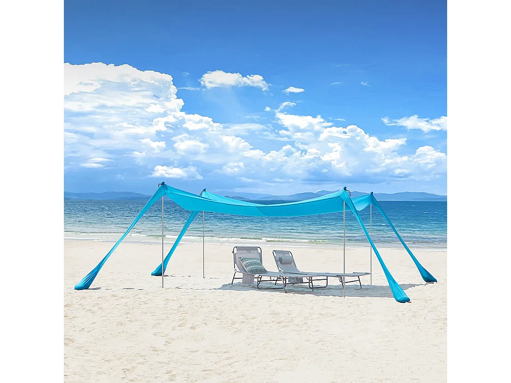 SoBuy OZT02-HB Tente de Plage Portable, Abris de Plage Lycra Polyester Anti UV UPF30, Parasol de Plage Turquoise