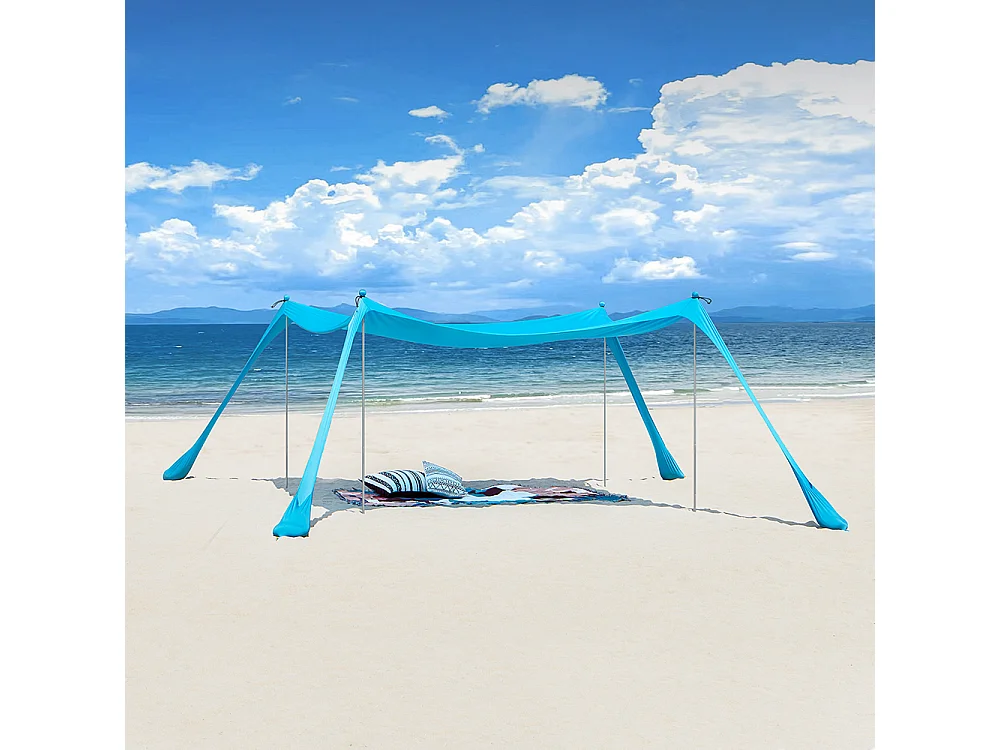 SoBuy OZT02-HB Tente de Plage Portable, Abris de Plage Lycra Polyester Anti UV UPF30, Parasol de Plage Turquoise